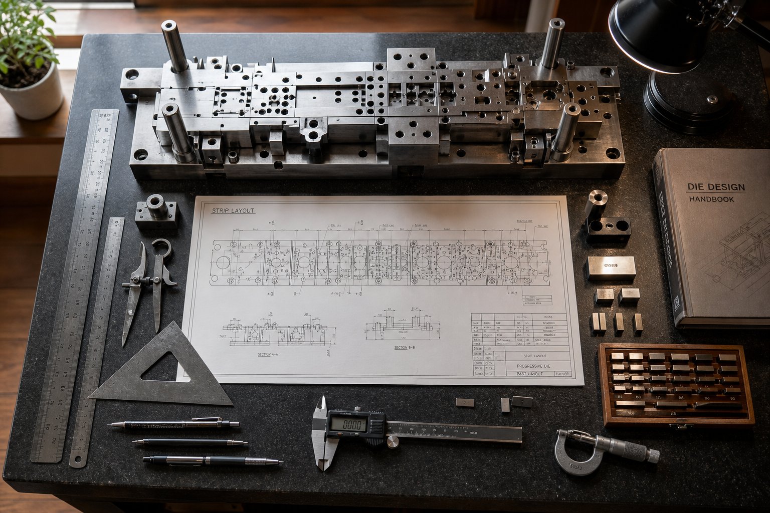 strip layout planning stage where bypass notch type selection integrates with overall die design decisions