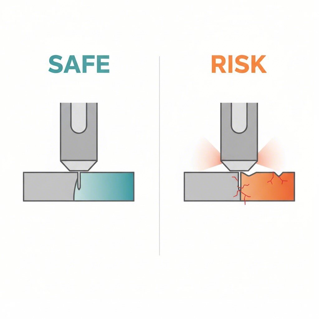 Diagram showing safe punch to die ratios for metal stamping features