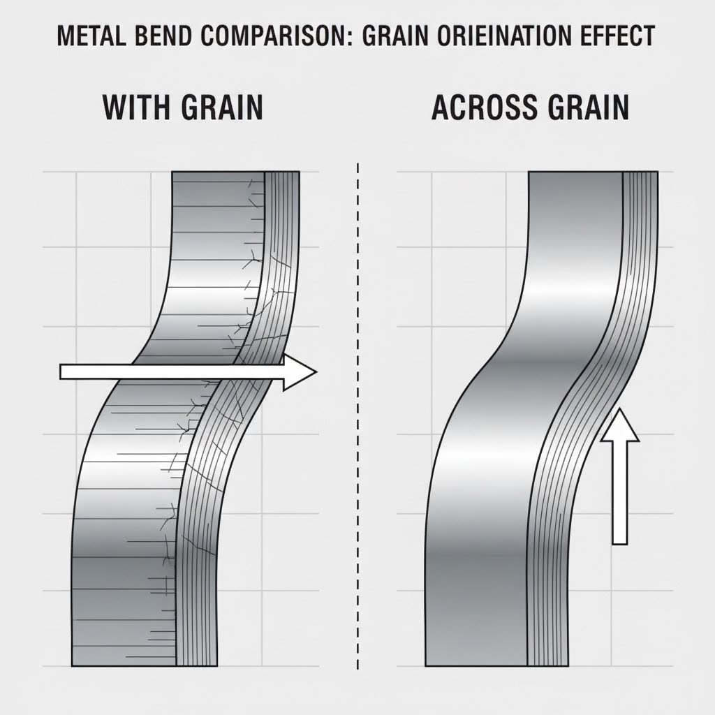 Visualizing grain direction impact on metal bending strength and cracking risk