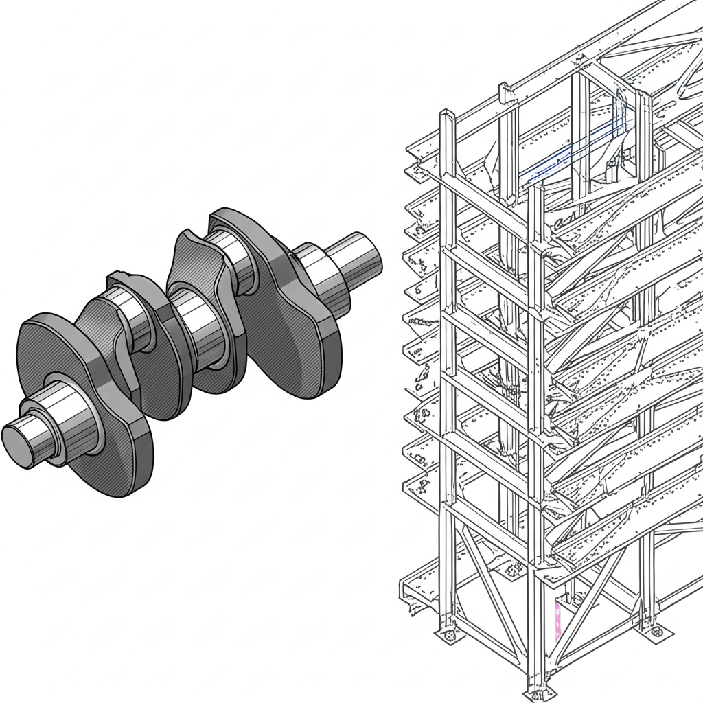comparison of typical applications a high strength forged crankshaft versus a versatile fabricated structural frame