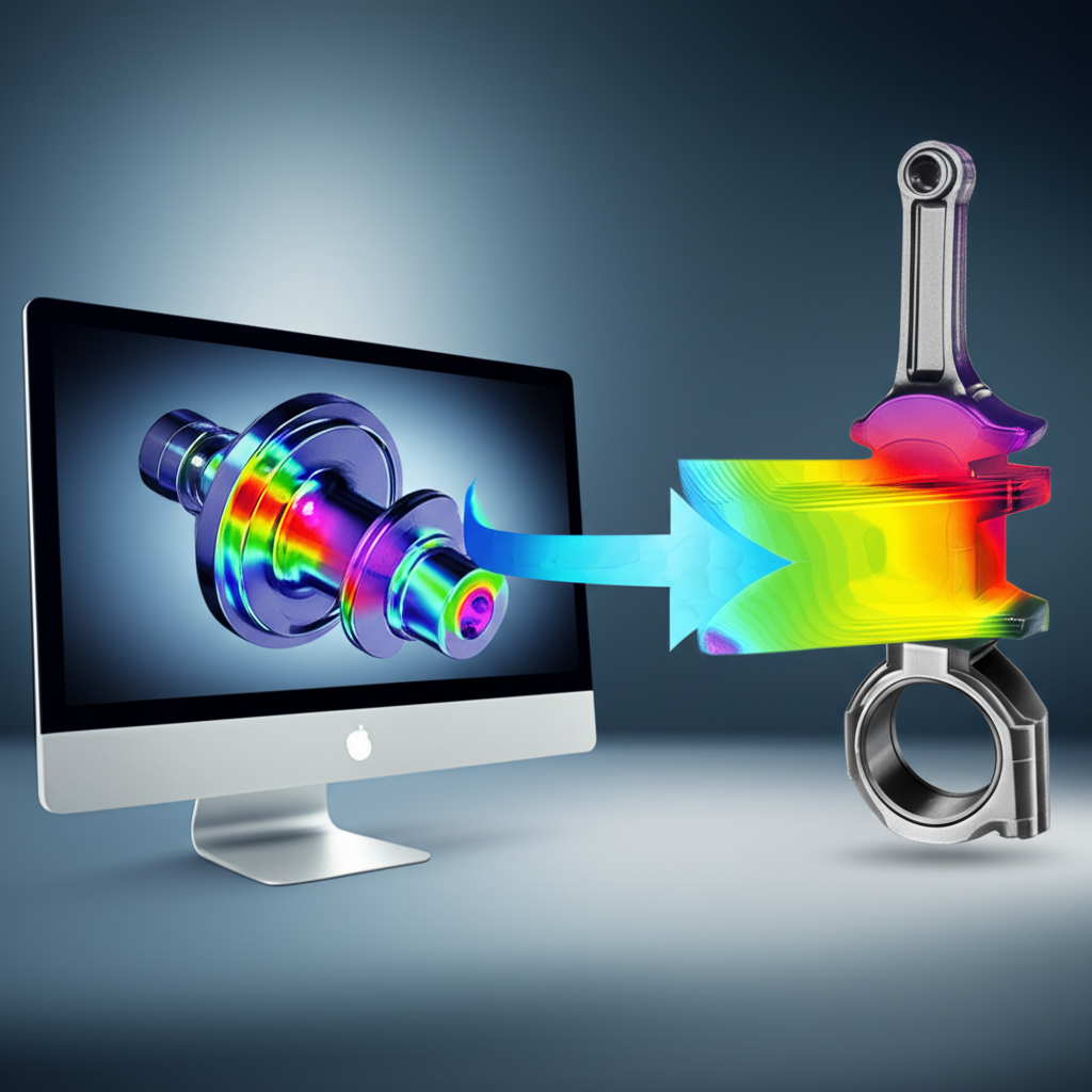 schematic diagram illustrating the key stages of a forging simulation workflow