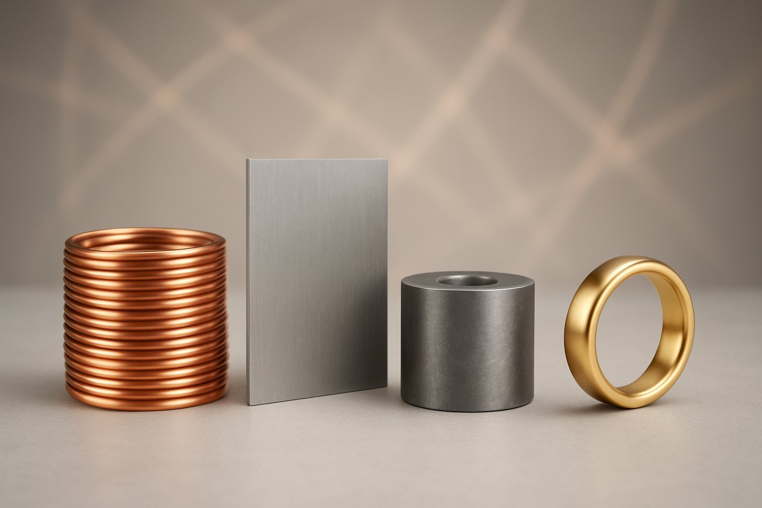 common metal properties shown through copper aluminum steel and gold