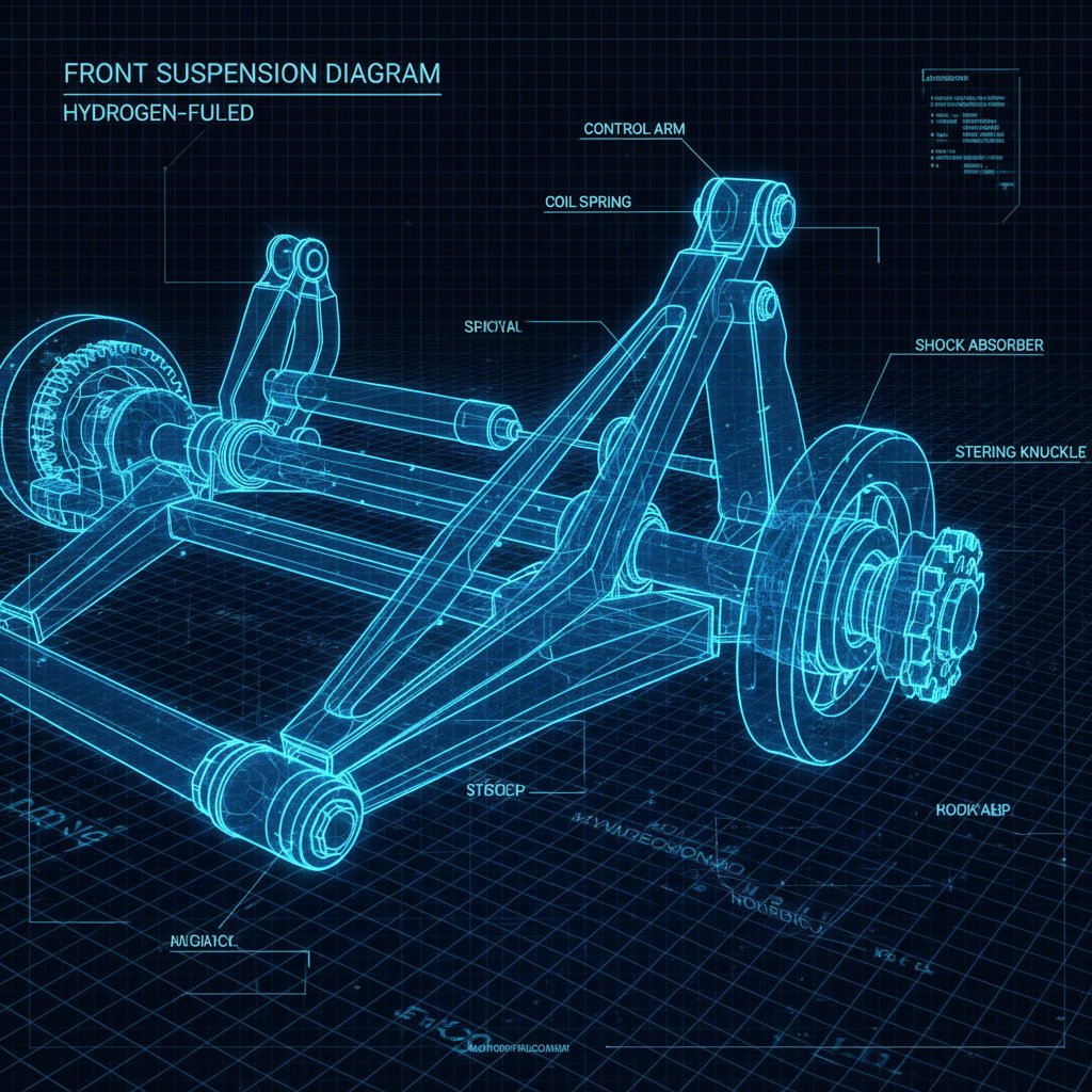 stylized diagram of a classic cars stamped steel control arm geometry