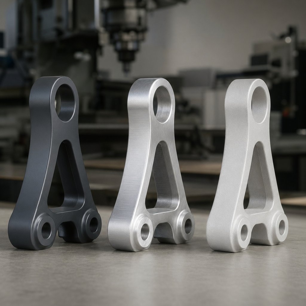 aluminium parts with coated and mechanical finish textures