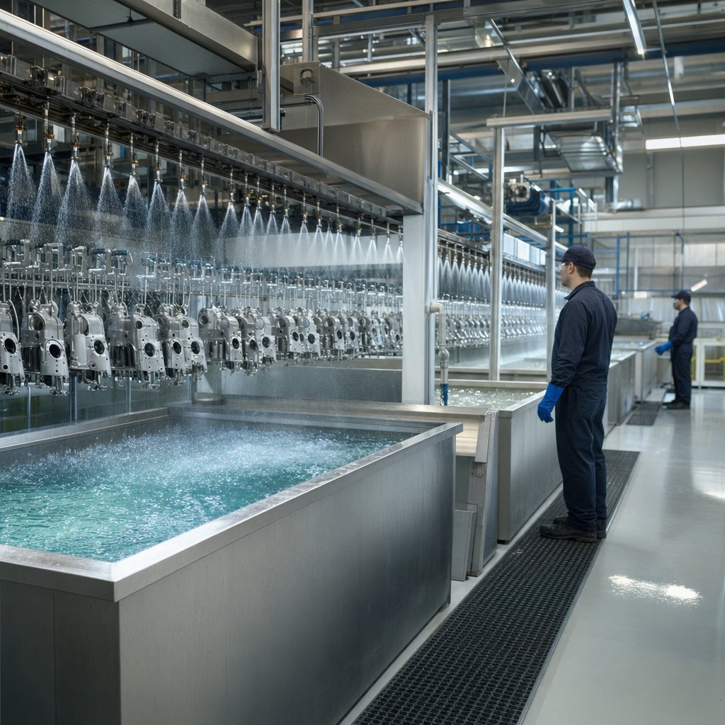 pretreatment line preparing aluminium parts before finishing