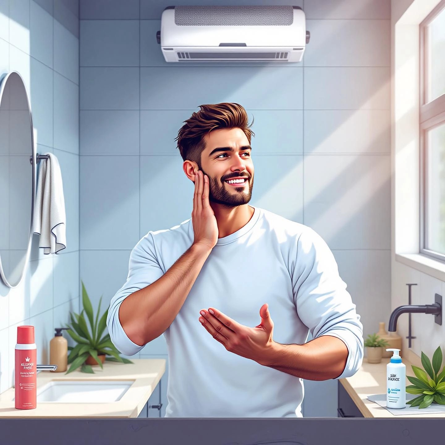 a man uses aluminum free antiperspirant as part of his daily grooming routine
