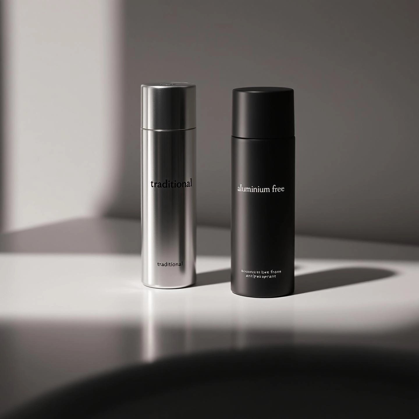 visual comparison of traditional and aluminum free antiperspirant products