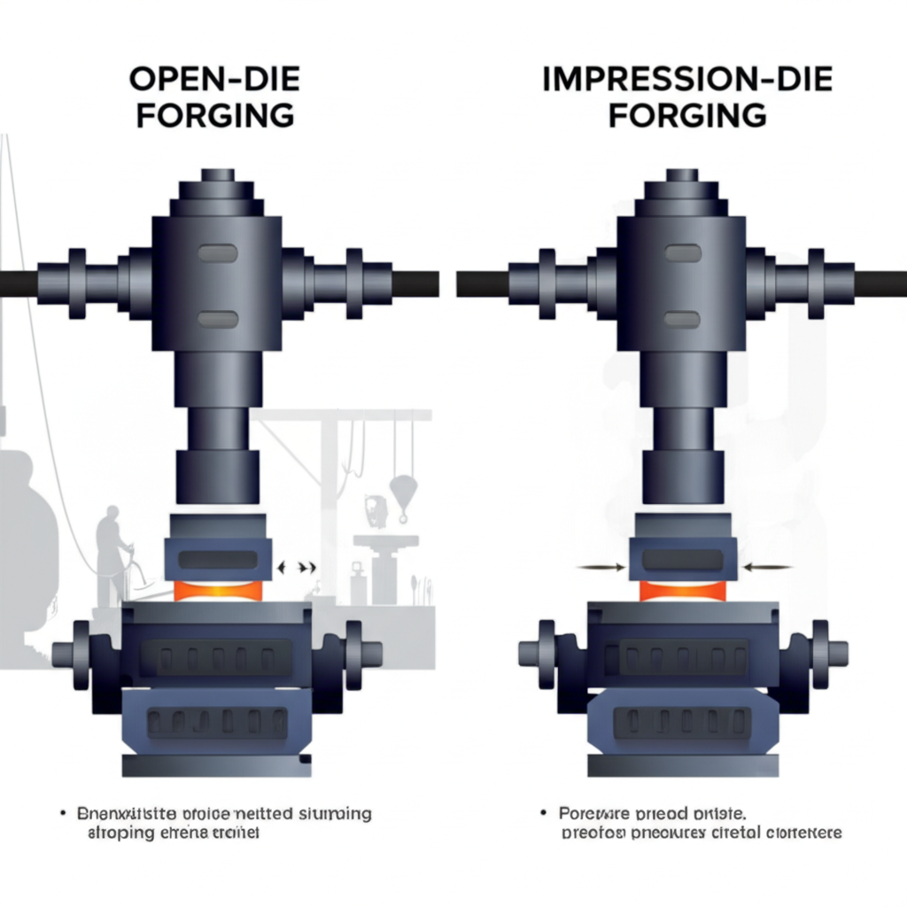 comparing open die and impression die forging processes