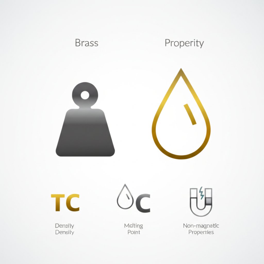 key physical and mechanical properties of brass highlighted in a simple infographic