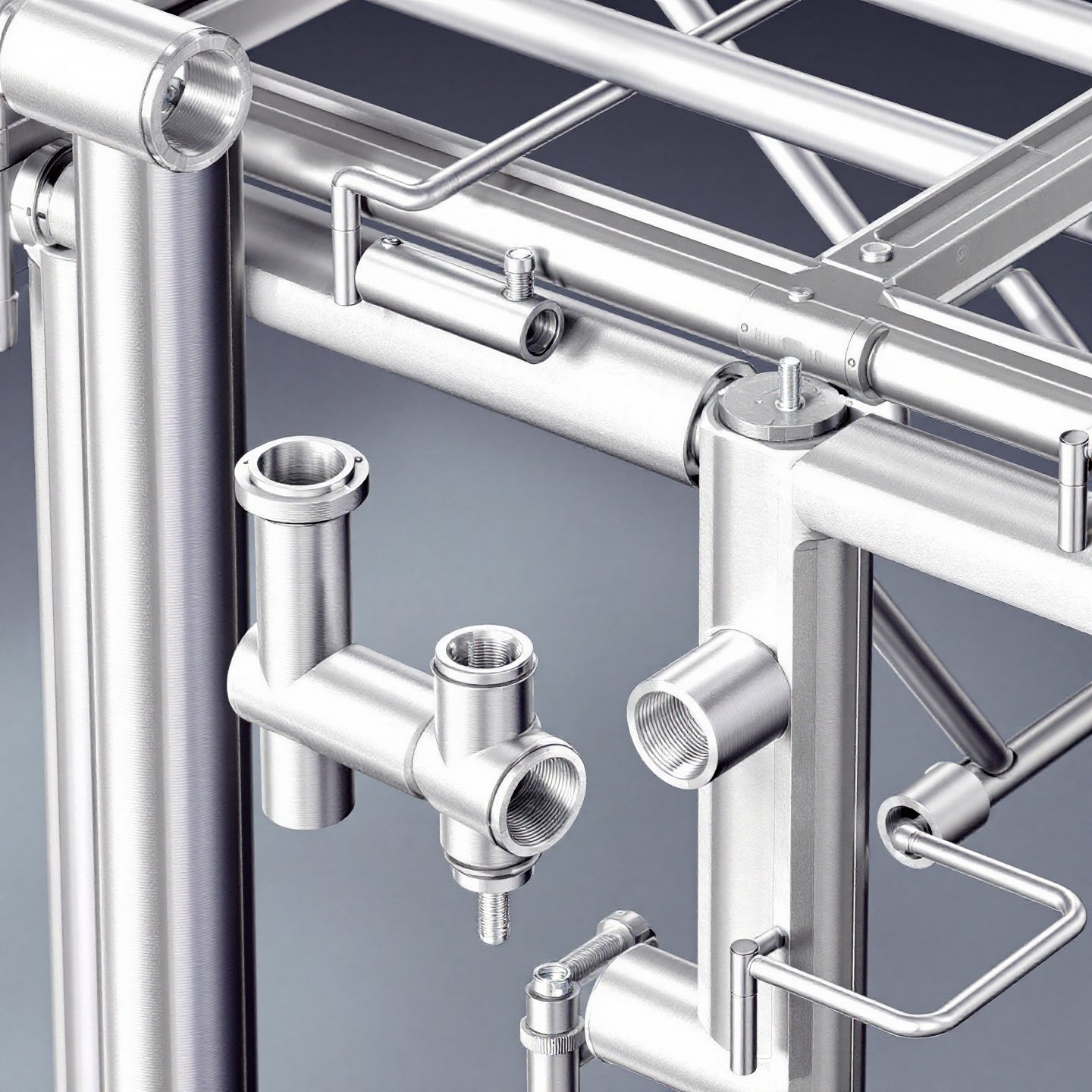 common connectors for aluminum square tubing in structural assemblies