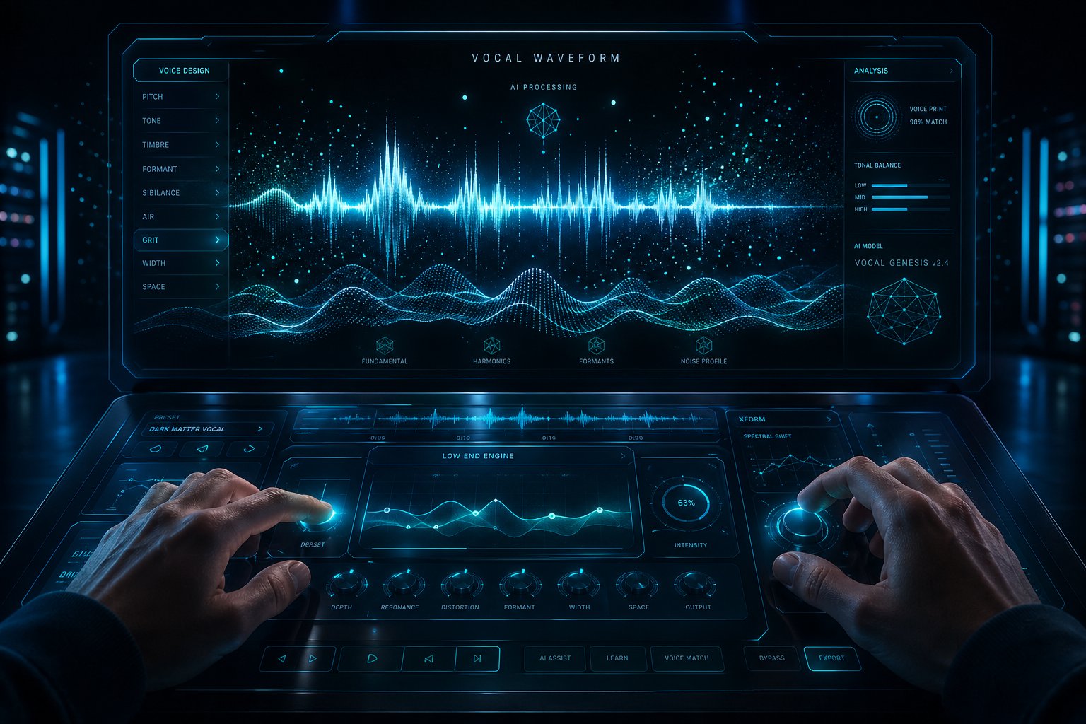 ai vocal technology enabling musicians and listeners to generate and experiment with deep bass vocal textures digitally
