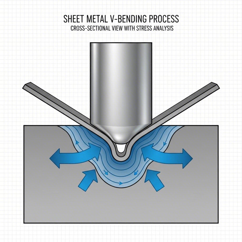 cross section view of material deformation during flanging operations