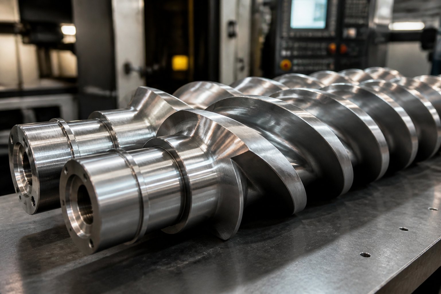 precision machined twin screw elements ready for heat treatment and assembly at a manufacturing facility