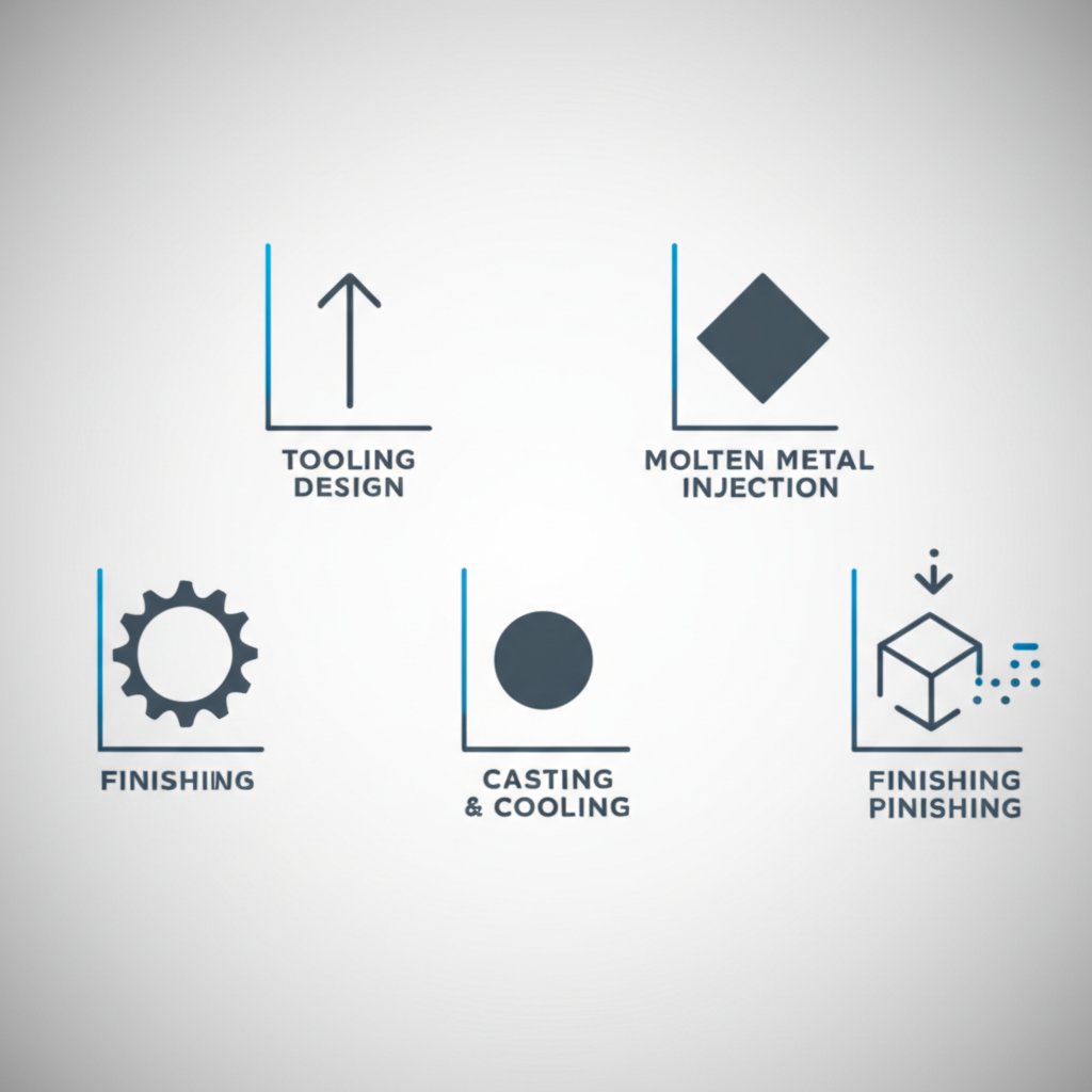 flowchart showing the main steps of the automotive die casting process