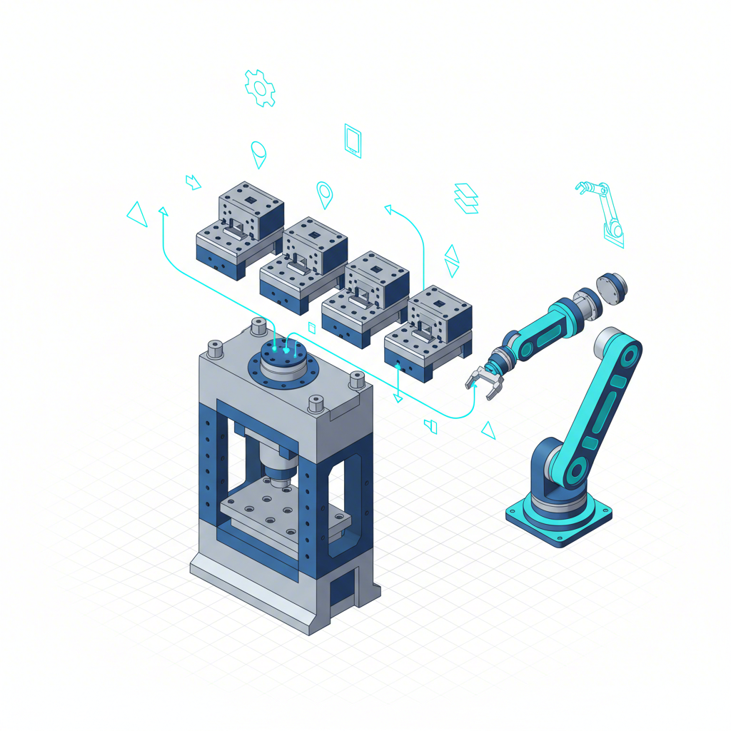 schematic diagram showing the core components of a transfer die system