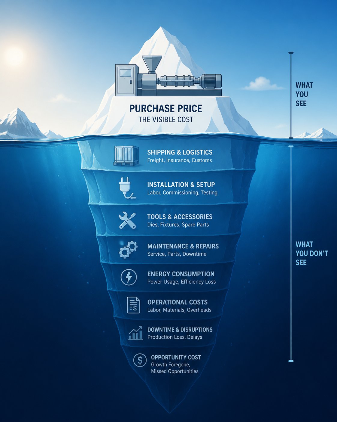 the purchase price is only the tip of the iceberg %E2%80%94 hidden and ongoing costs can add 20 40 to total twin screw extruder ownership expenses