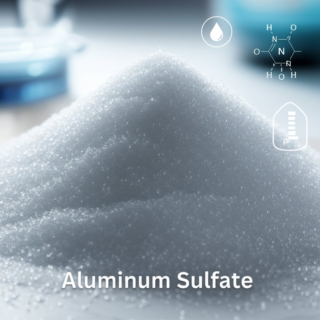 aluminum sulfate as a white crystalline solid with its key chemical characteristics