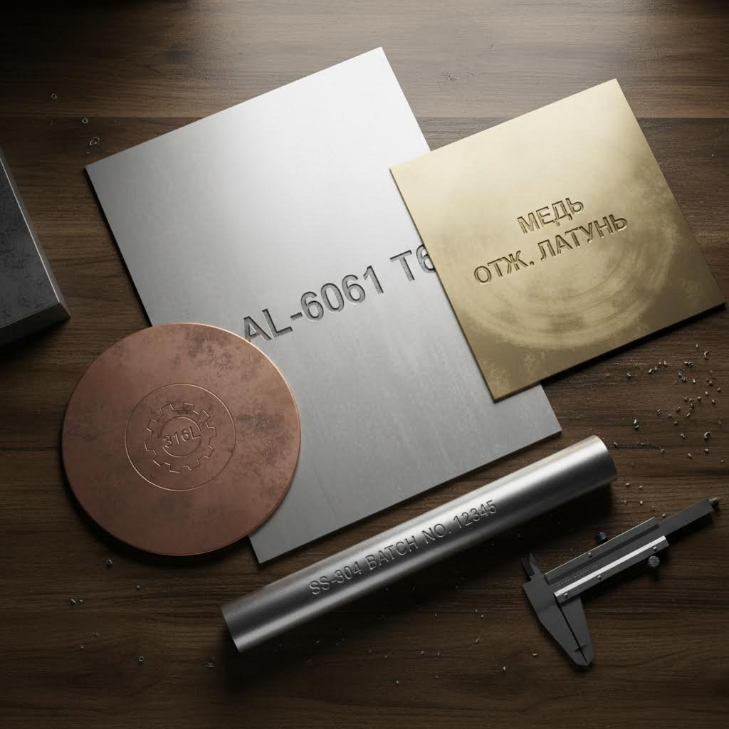 stamped impressions on various metals showing material compatibility