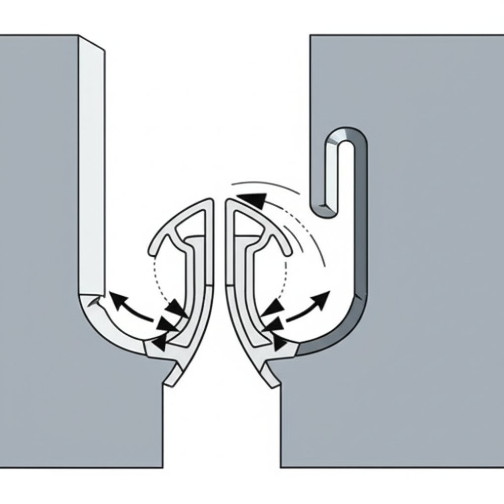 diagram of a snap fit mechanism in an aluminum extrusion design