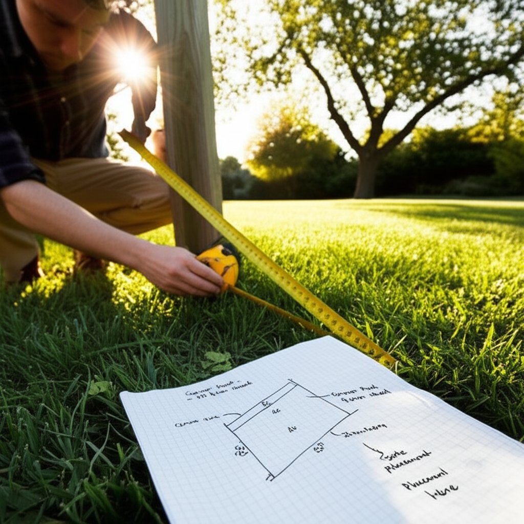 planning and measuring for black aluminum fence installation