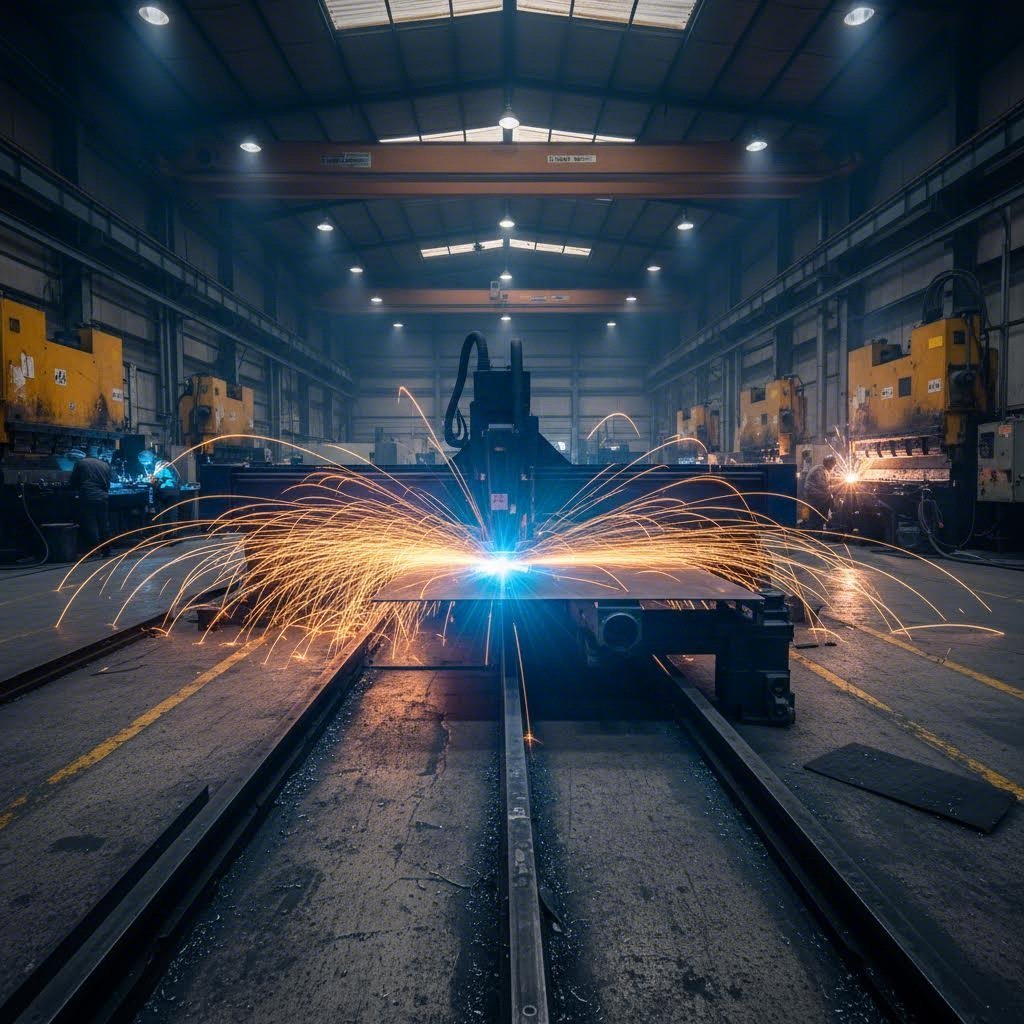 modern sheet fabrication facility featuring laser cutting and forming equipment