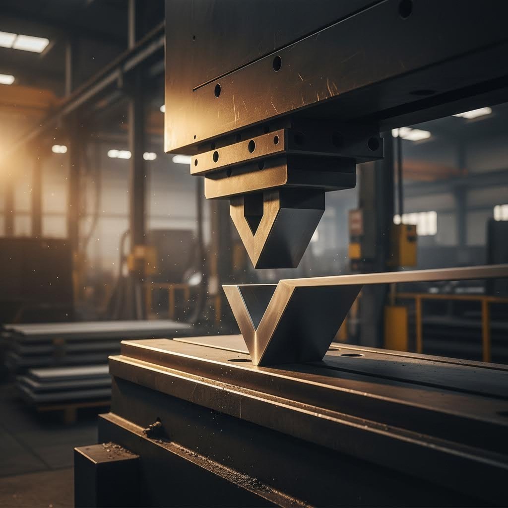 press brake forming creates precise angular bends in sheet metal