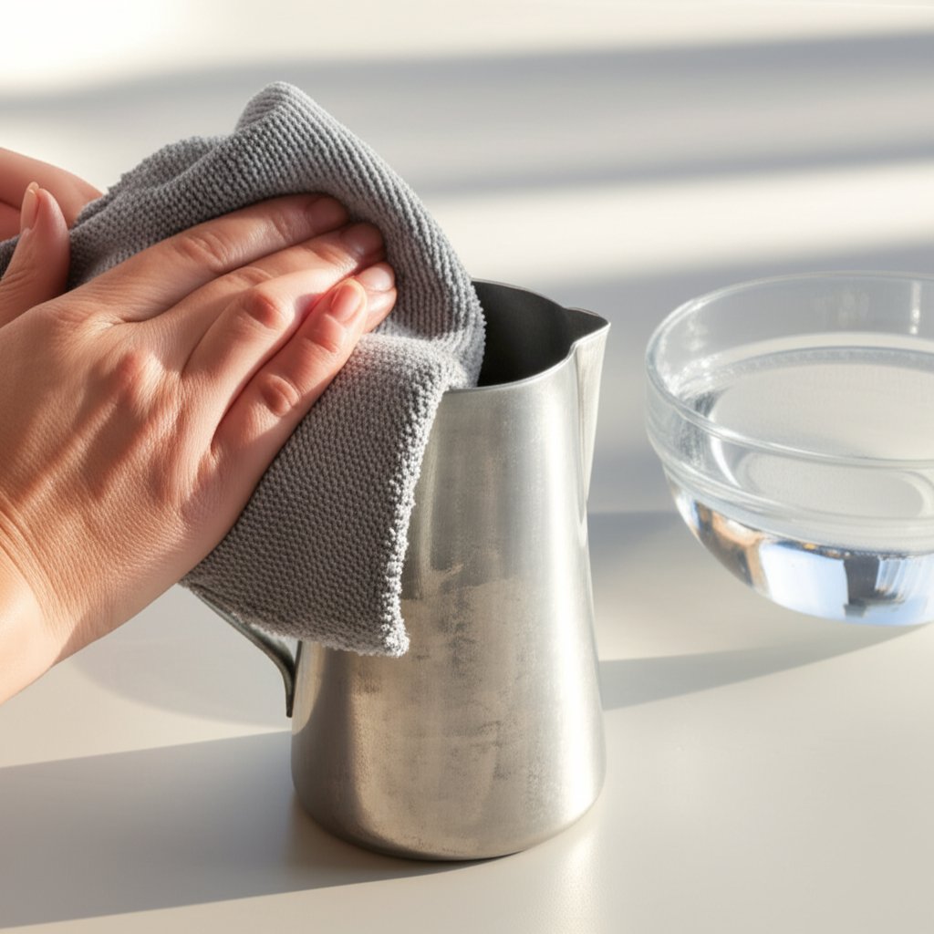gently cleaning aluminium with a soft cloth and mild soap