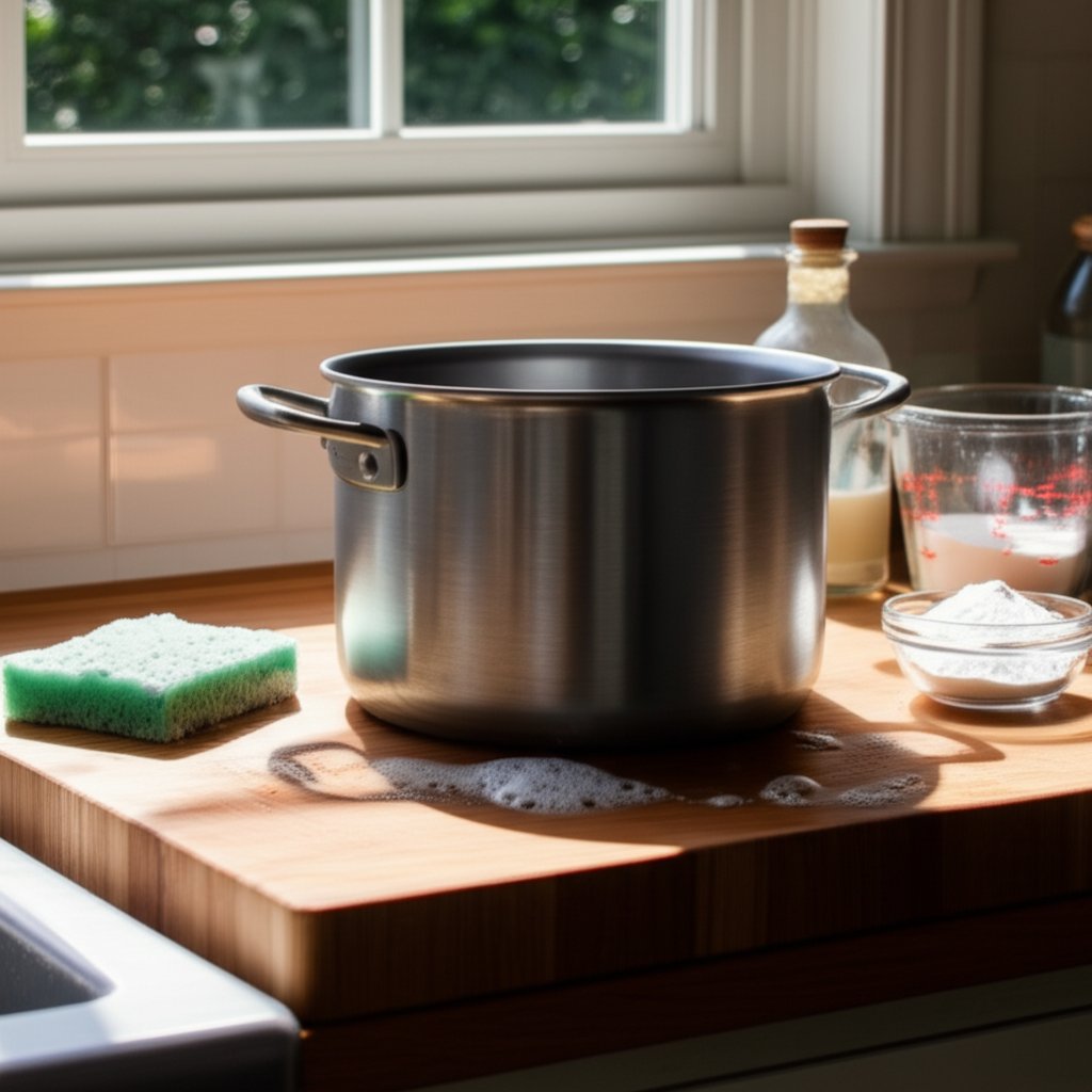 safely cleaning an aluminium pot using gentle kitchen methods