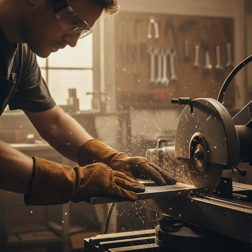 proper hand positioning and feed technique for precise aluminum cuts