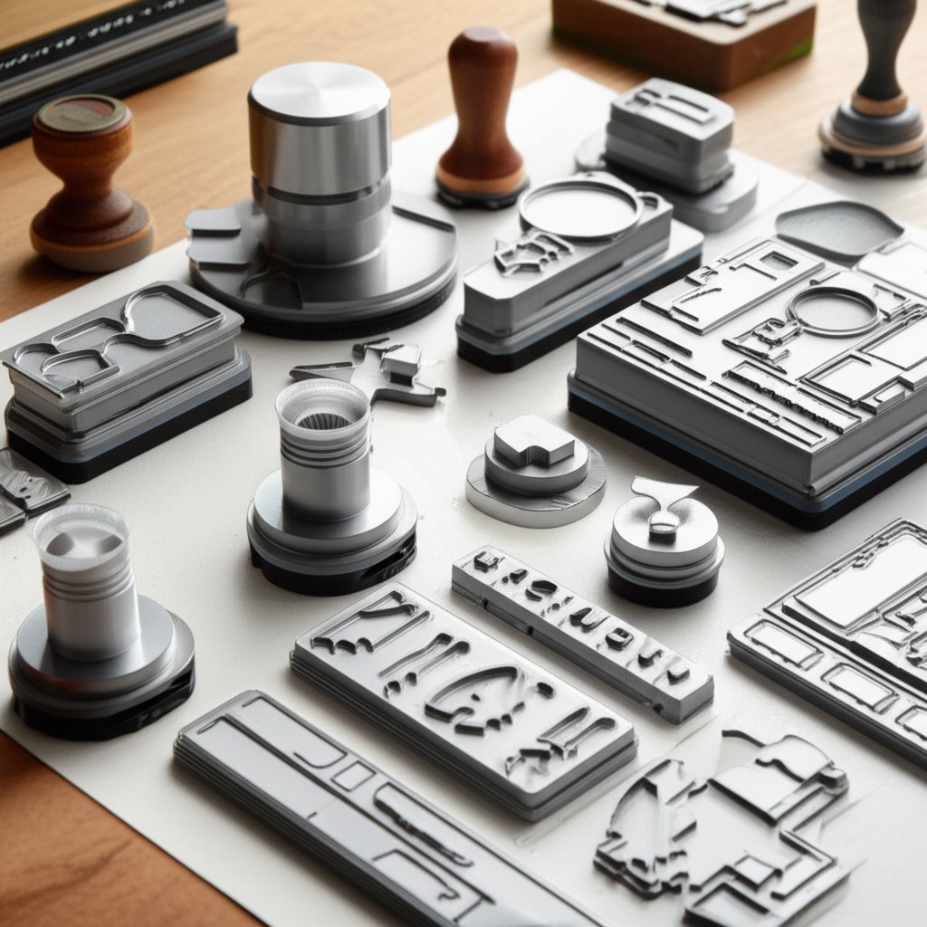 a selection of stamp dies and die cutting tools for crafts and manufacturing