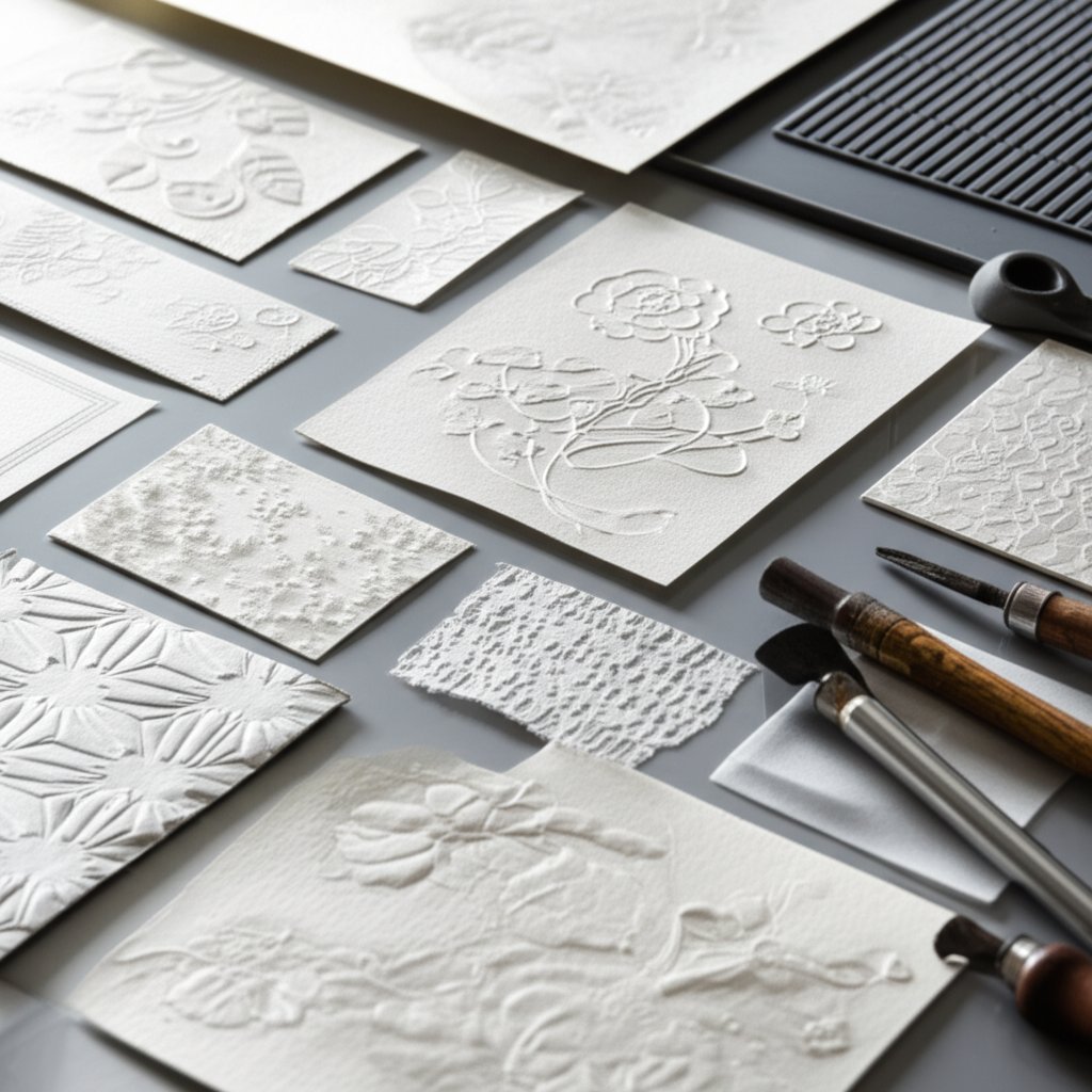 embossed and debossed effects created with stamp dies