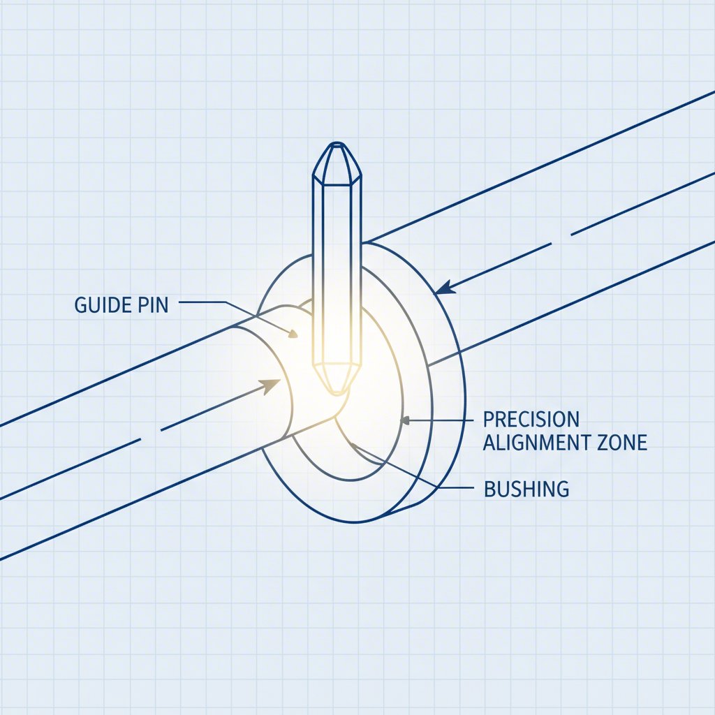 close up of a guide pin and bushing ensuring precise die alignment