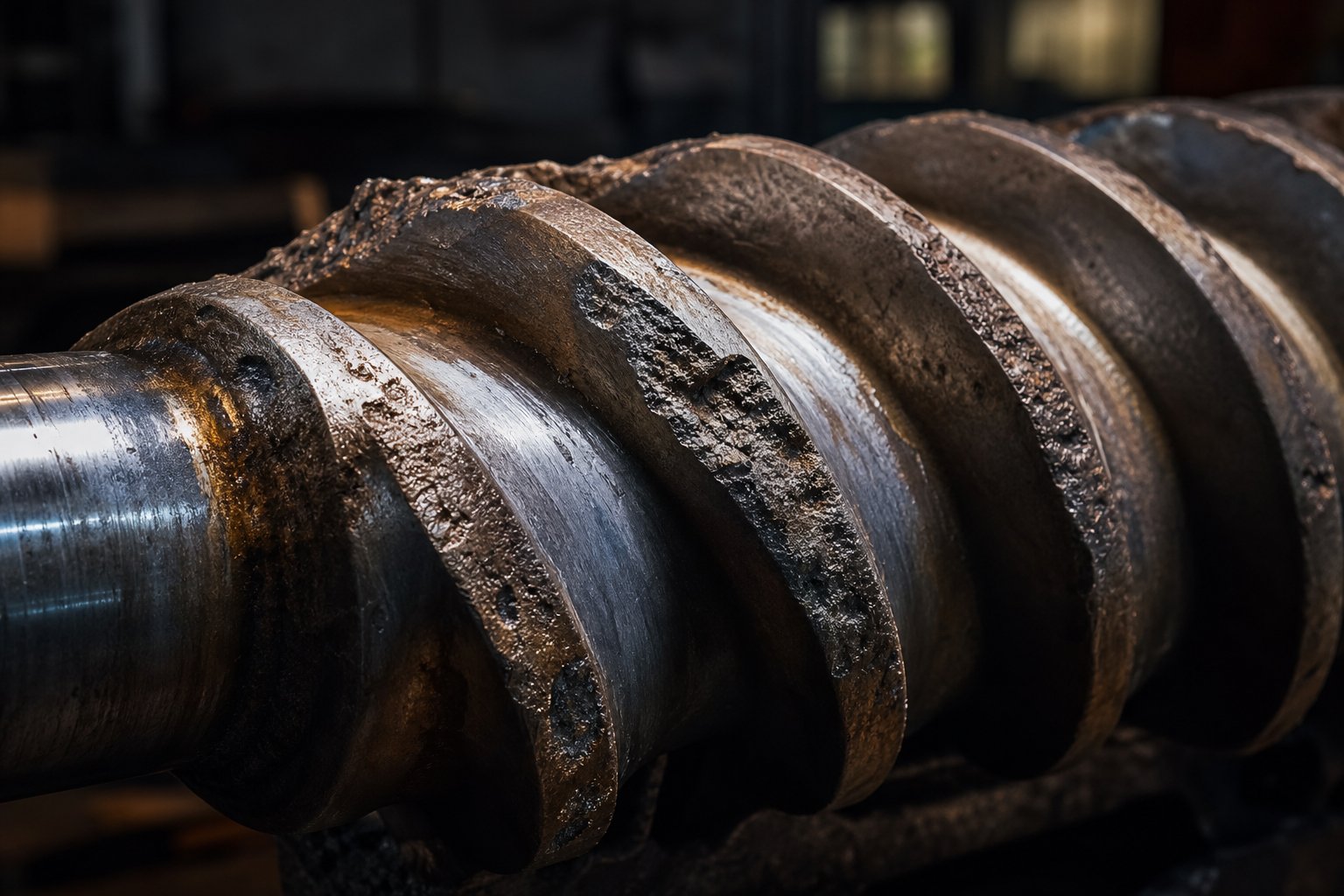 premature screw flight wear caused by substandard metallurgy %E2%80%94 a costly consequence of choosing an unvetted supplier