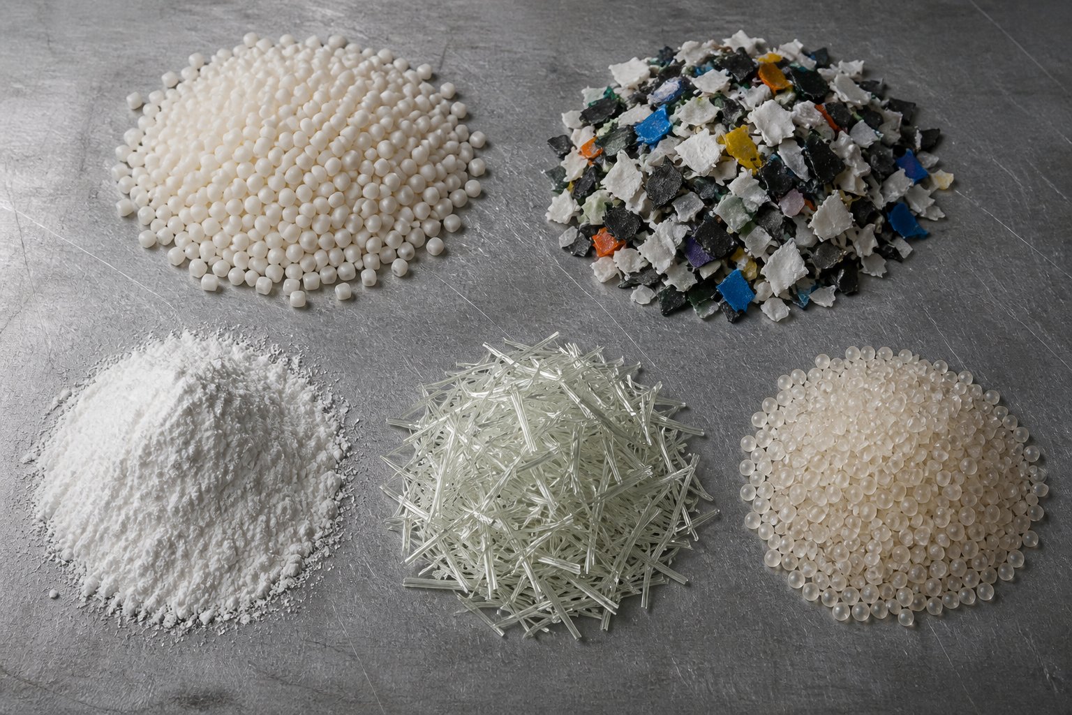 different plastic feedstock types %E2%80%94 pellets powders flakes and fibers %E2%80%94 each requiring distinct extruder conveying capabilities