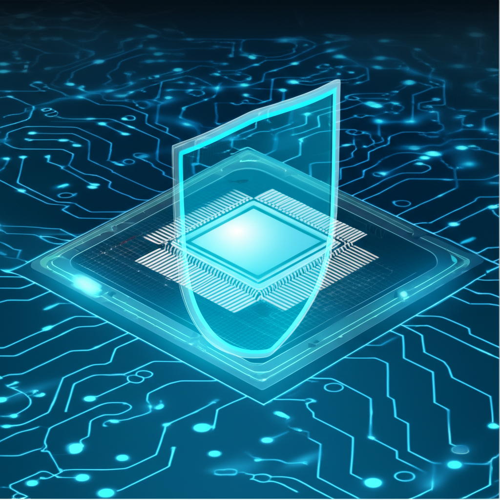 a conceptual illustration of a legal shield protecting intellectual property in a global supply chain