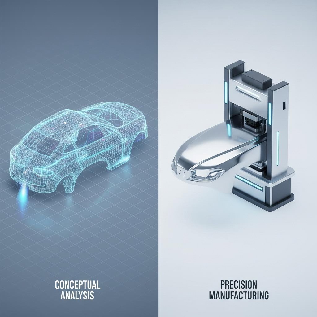 Digital simulation transitioning to physical metal stamping prototype