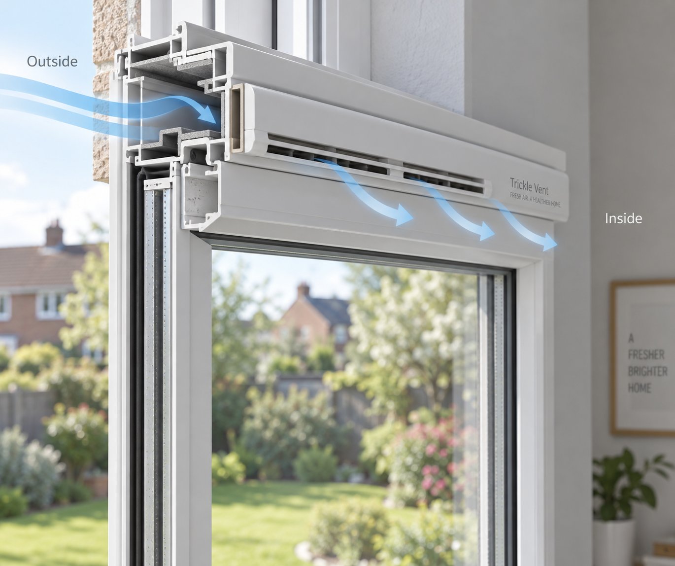 different types of trickle vents provide controlled background airflow through window frames without opening the window