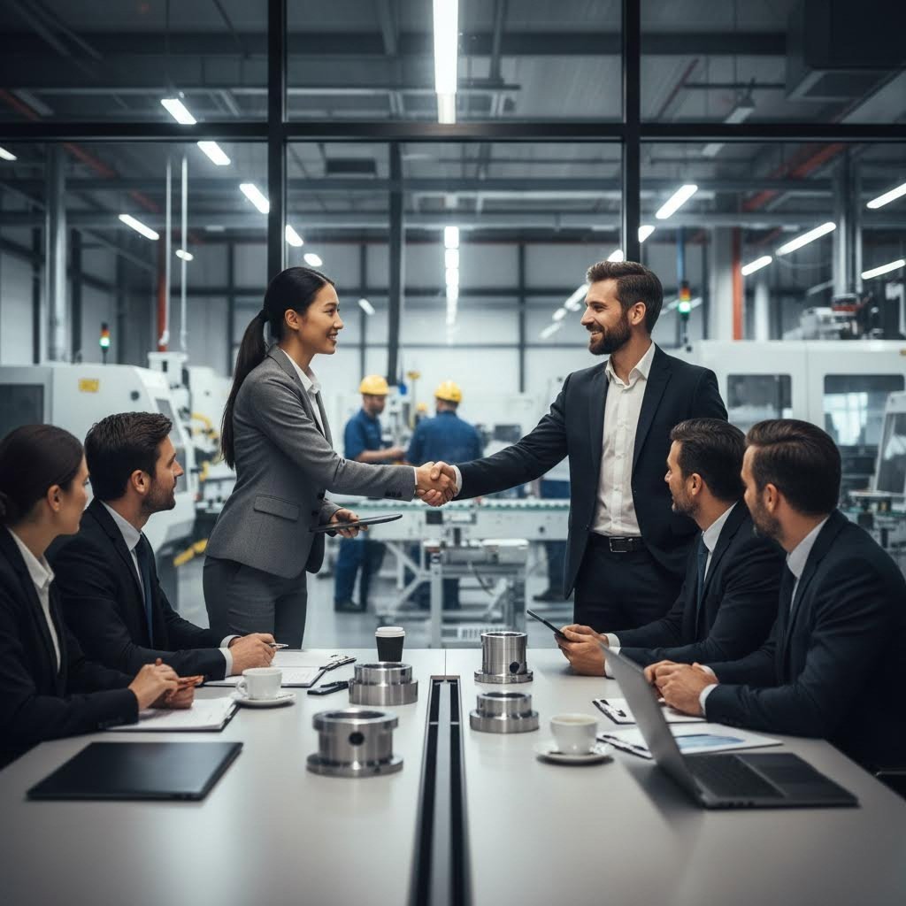 procurement professionals and cnc manufacturing partners establishing long term business relationships