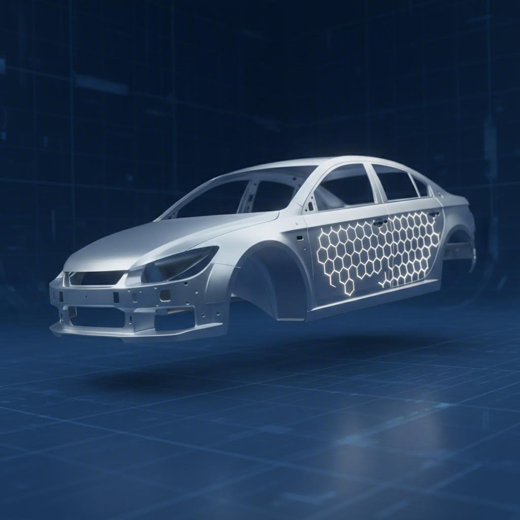 Concept art showing magnesium stamping potential in automotive chassis design