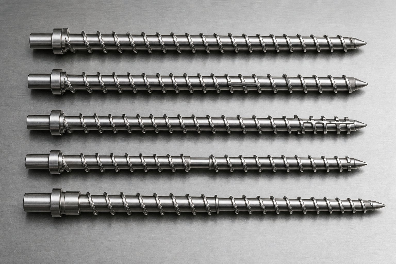 five major injection screw types %E2%80%94 general purpose barrier mixing vented and two stage %E2%80%94 each built for different processing demands