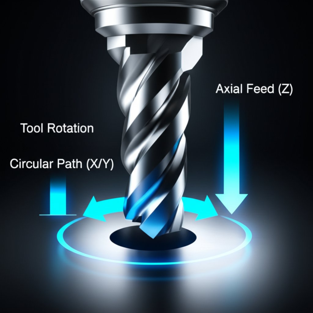 diagram illustrating the three axis movement in helical interpolation