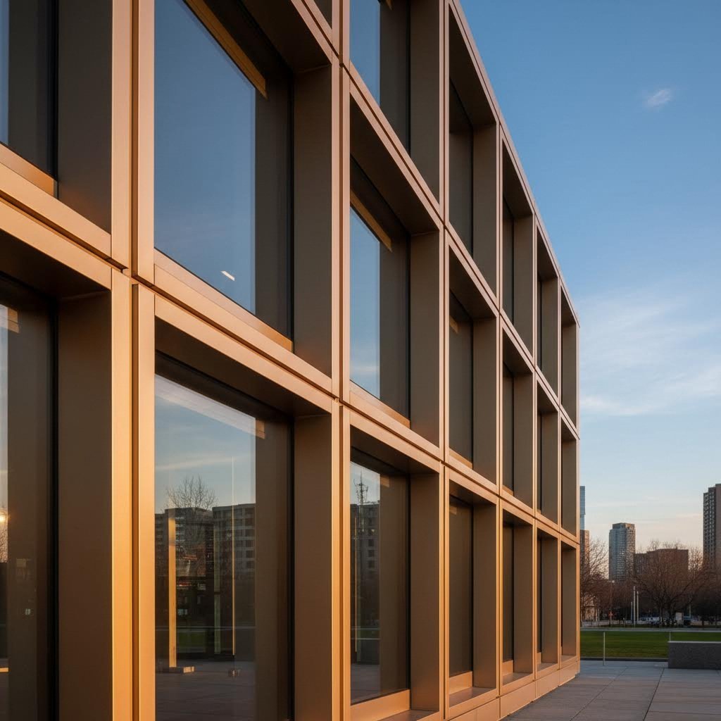 rectangular aluminum profiles in modern architectural curtain wall systems