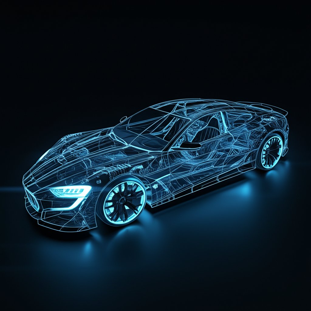 conceptual illustration of an advanced aluminum car chassis design