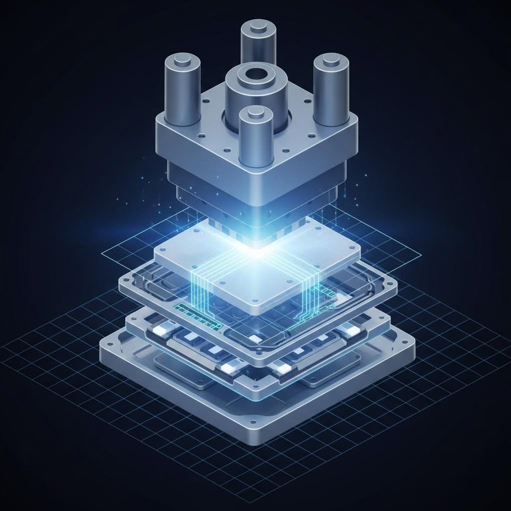 Exploded view of stamped EV battery enclosure and structural components