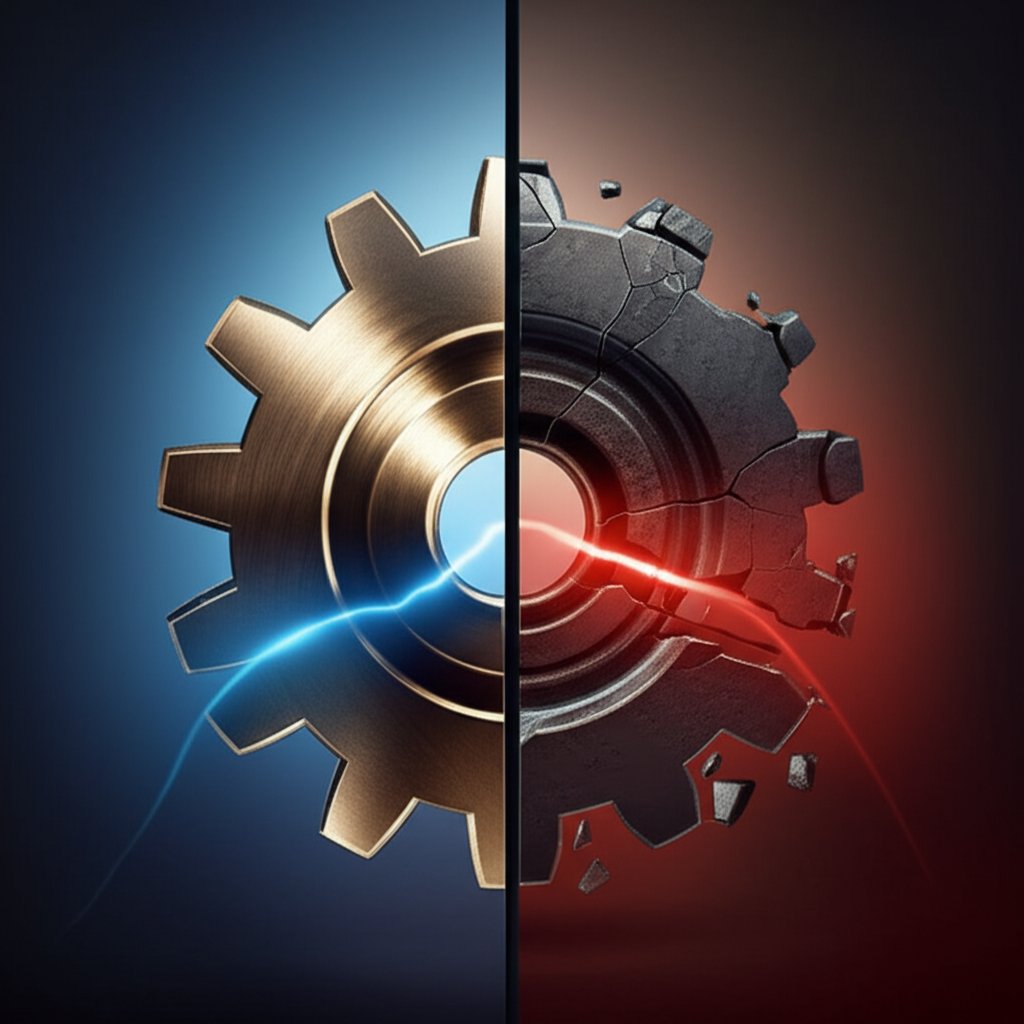 a visual comparison of part quality with and without stable process control