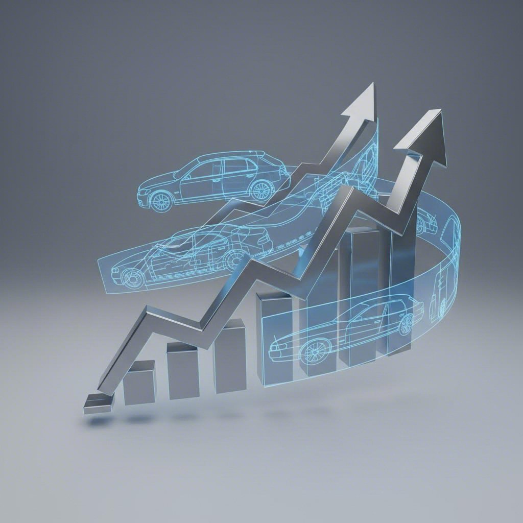 Abstract representation of automotive stamping engineering and cost efficiency