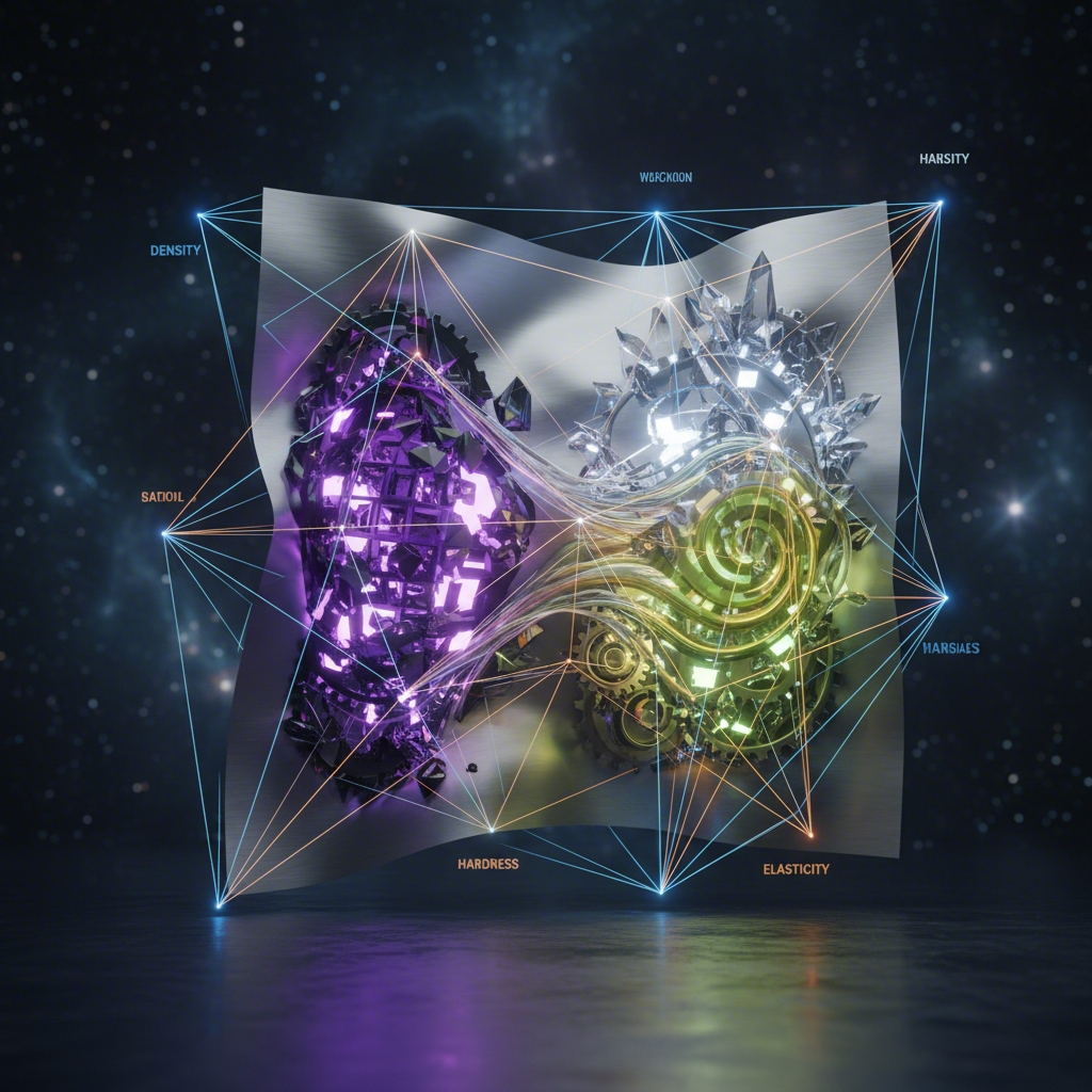 an abstract representation of material properties influencing precision stamping