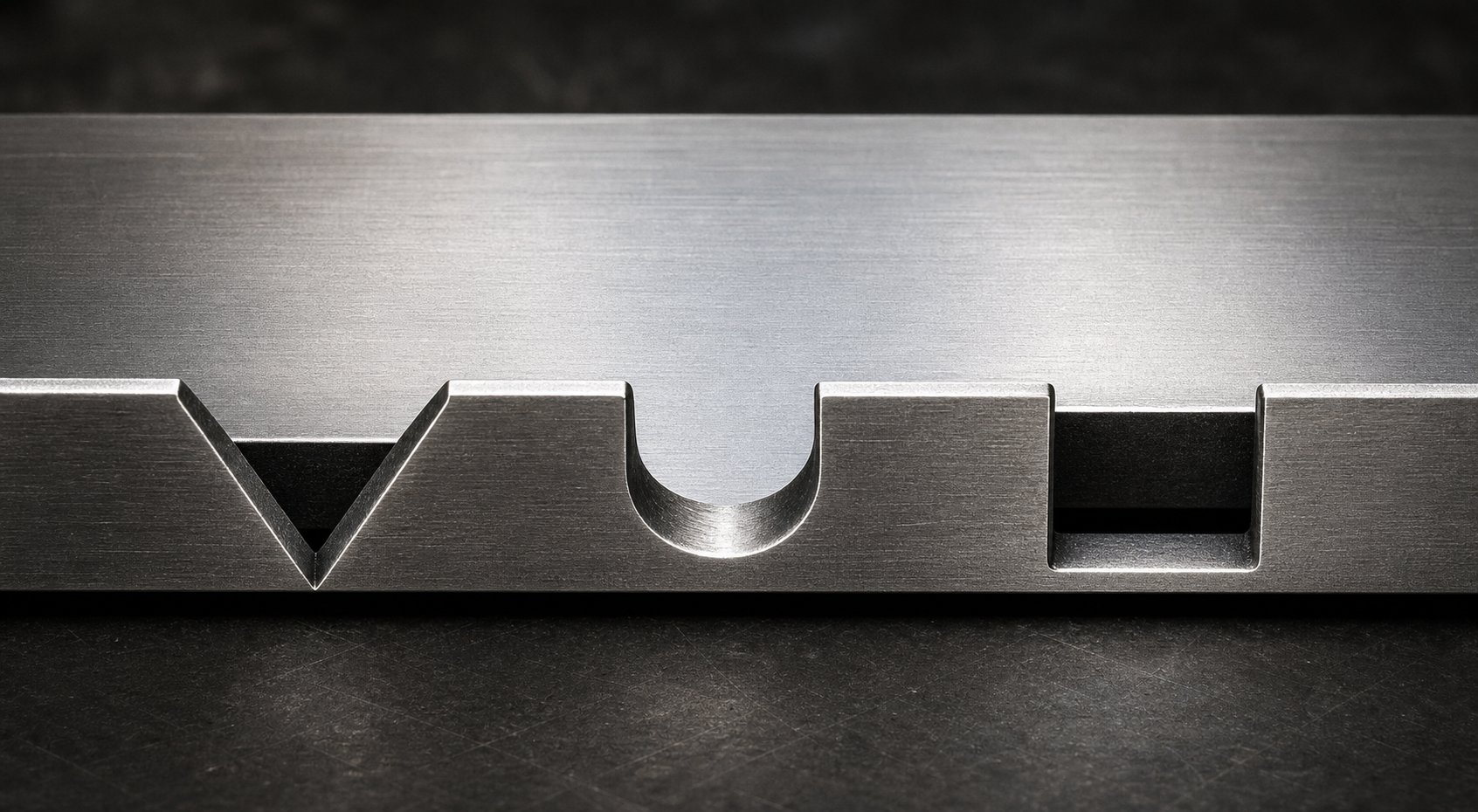 v notch u notch and rectangular bypass notch profiles cut into a progressive die carrier strip edge