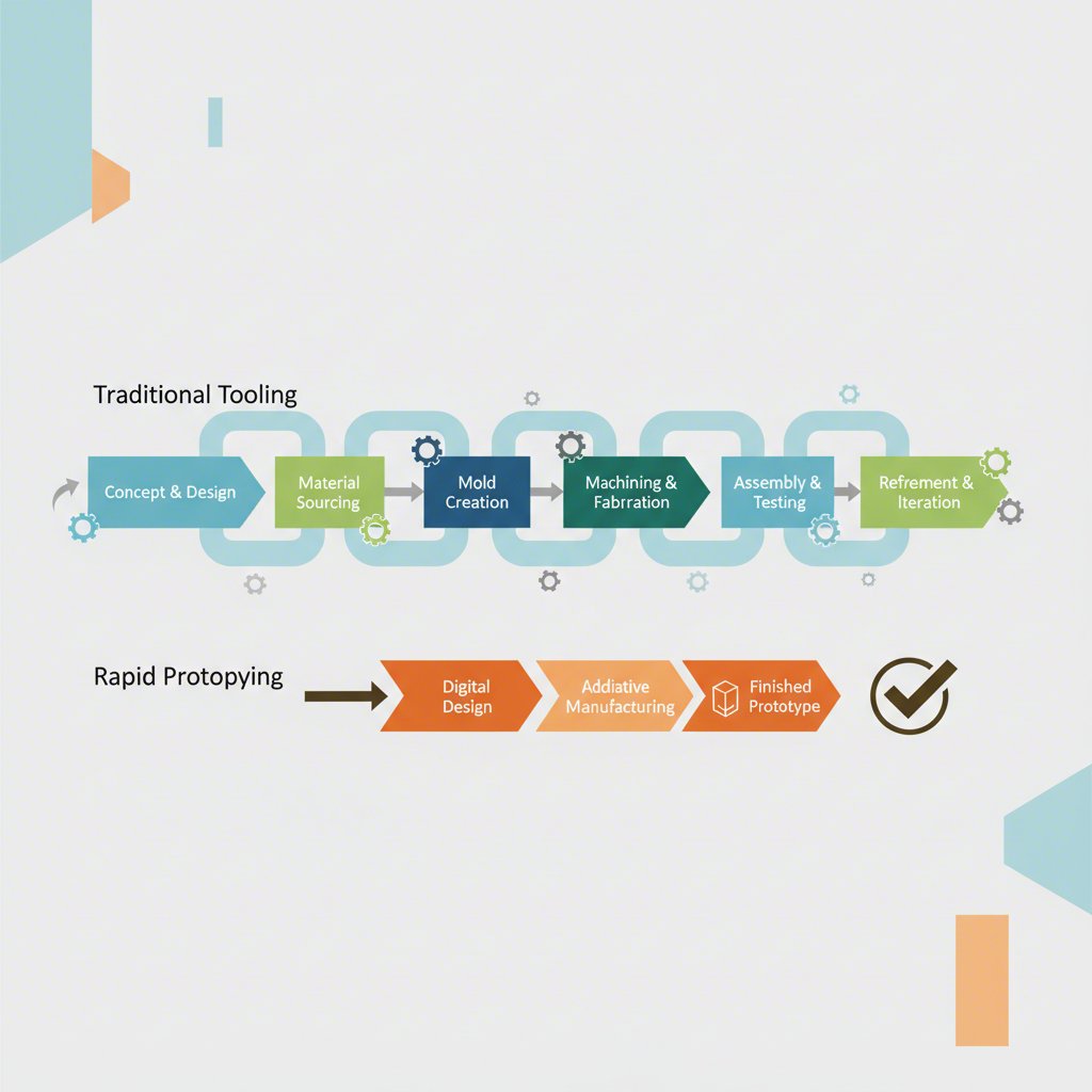 a diagram comparing the accelerated timeline of rapid prototyping against traditional methods