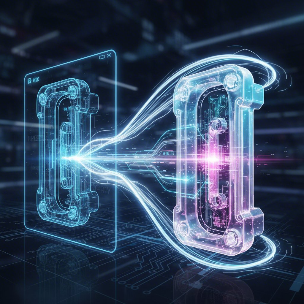 conceptual art of a digital cad design transforming into a physical automotive prototype